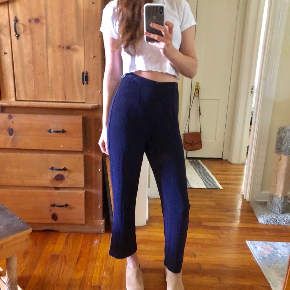 Royal blue high waisted crop pants